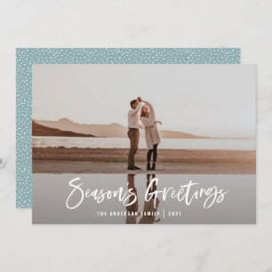 Cartão De Festividades seasons greeting script modern 1 photo Christmas