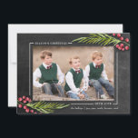 Cartão De Festividades Season's Greetings Chalkboard Frame Holiday Photo<br><div class="desc">Use the template form to add your custom text and photo.  Use the Customize It button to add text and photos to the back if needed.

Photography © Storytree Studios,  Stanford,  CA</div>