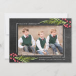 Cartão De Festividades Season's Greetings Chalkboard Frame Holiday Photo<br><div class="desc">Use the template form to add your custom text and photo.  Use the Customize It button to add text and photos to the back if needed.

Photography © Storytree Studios,  Stanford,  CA</div>