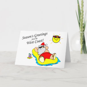 Cartão De Festividades Seasons Greetings From The West Coast Santa