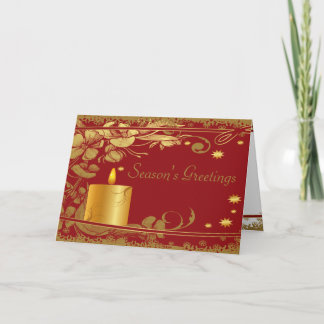 Cartão De Festividades Season's Greetings Gold Candle
