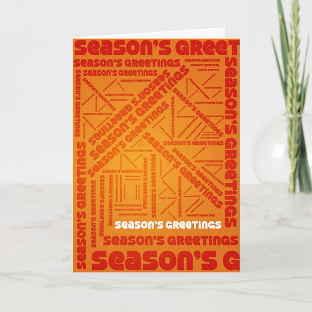 Cartão De Festividades Season's Greetings orange typographic design (Frente)