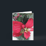Cartão De Festividades Season's Greetings Poinsettia Card<br><div class="desc">A photograph of a poinsettia with an artistic filter used on it and the words,  "Season's Greetings!"</div>