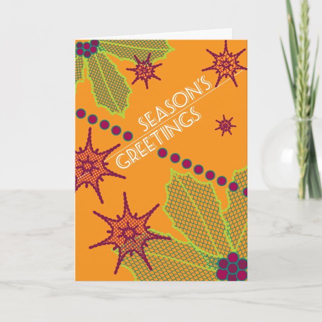 Cartão De Festividades Season's Greetings Retro Holiday Card (Frente)