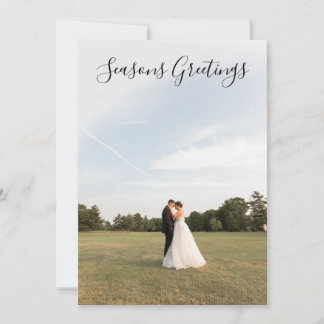 Cartão De Festividades Seasons Greetings Script Photo Card