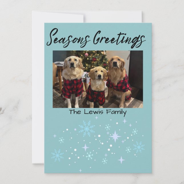 Cartão De Festividades Seasons Greetings Snowflake Photo Card (Frente)