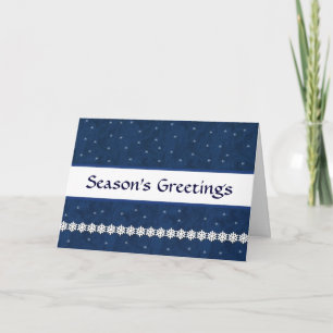 Cartão De Festividades SEASON'S GREETINGS Snowflakes BLUE Background