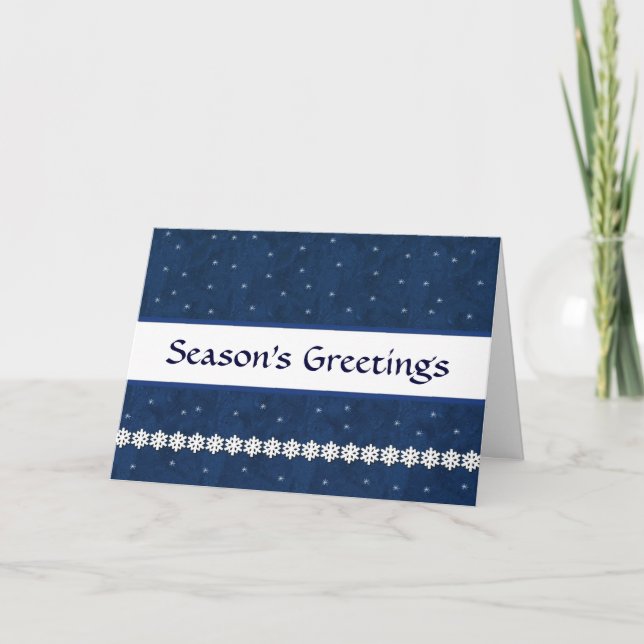 Cartão De Festividades SEASON'S GREETINGS Snowflakes BLUE Background (Frente)