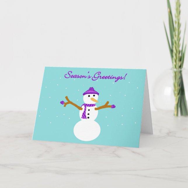 Cartão De Festividades Season's Greetings Snowman Card (Frente)