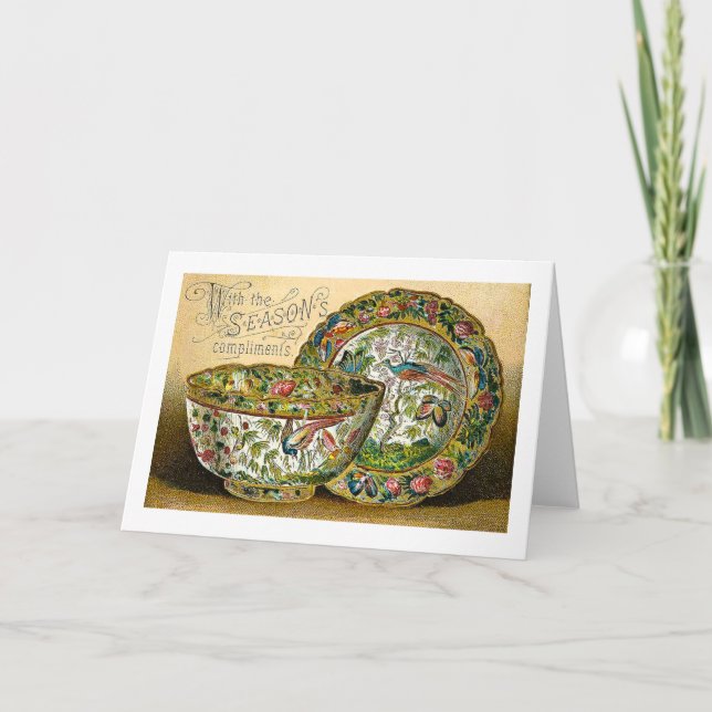 Cartão De Festividades Season's Greetings Vintage (Frente)