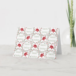 Cartão De Festividades Season's Greetings wreath red green white