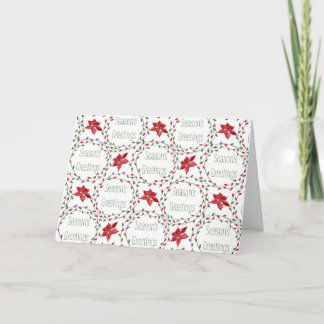 Cartão De Festividades Season's Greetings wreath red green white