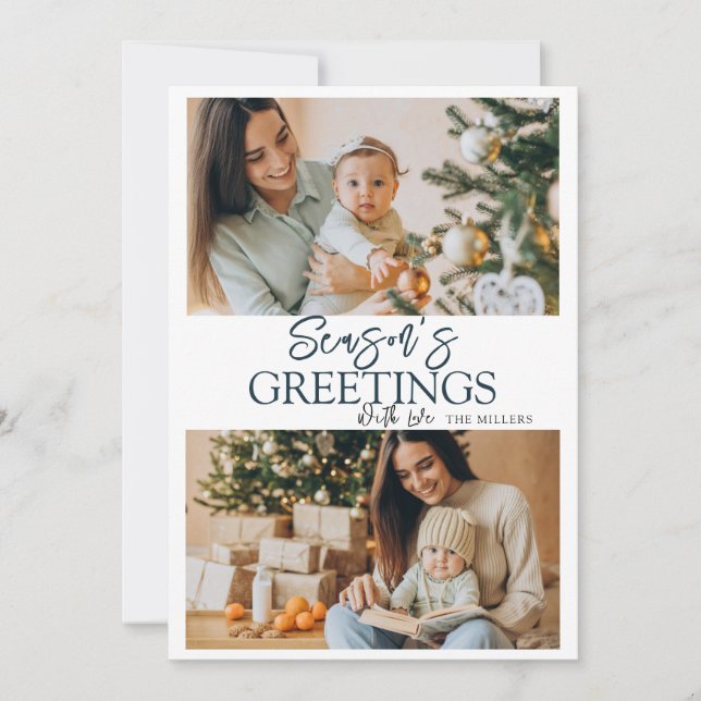 Cartão De Festividades Seasons saúda 2 Feriado fotográfico (Frente)