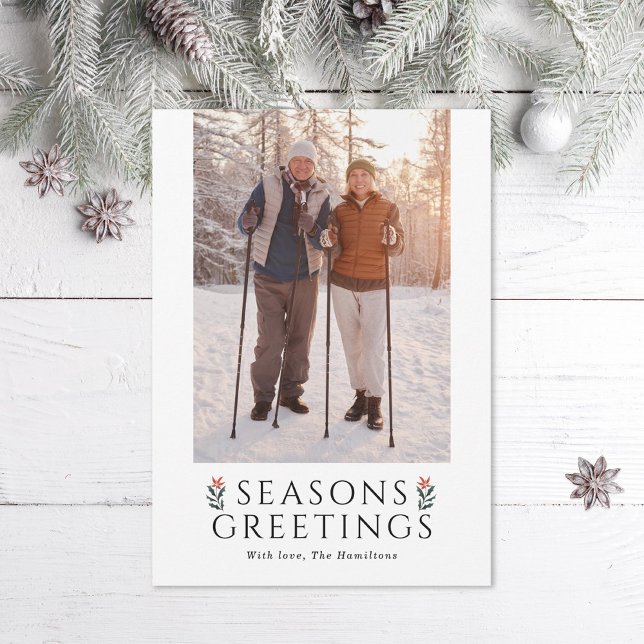 Cartão De Festividades Seasons saúda Poinsettia Foto (Criador carregado)