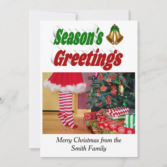 Cartão De Festividades Seasons Saudações Belos Fotografia de Natal (Frente)