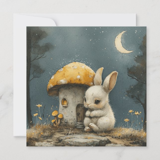 Cartão De Festividades Segredos Noturnos Estrelados: Sonho de ✨ Bunnies ❄ (Frente)