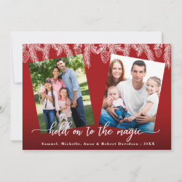 Cartão De Festividades Segure a Magia Fotos de Família Pinheiro Natal