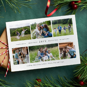 Cartão De Festividades Seis colagem de fotos simples Natal em família