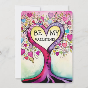 Cartão De Festividades Seja A Minha Árvore De Coração De Aquarelas Do Nam