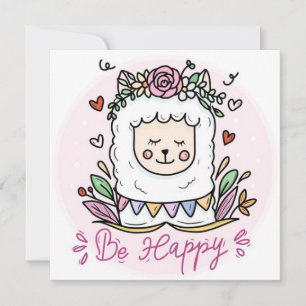 Cartão De Festividades Seja Happy Llama