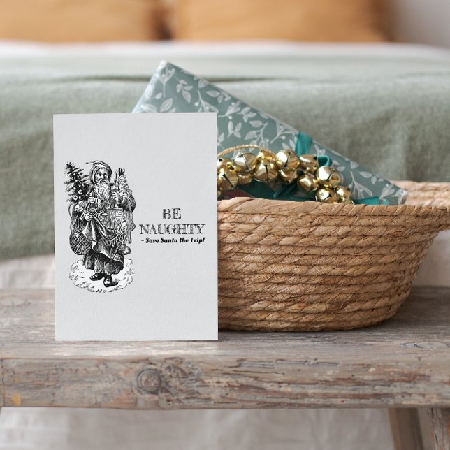 Cartão De Festividades Seja malvado - Salve Papais noeis na viagem! Vinta (Criador carregado)