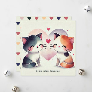 Cartão De Festividades "Seja Meu Calico no Dia dos Namorados" Aquarela Ga