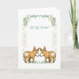Cartão De Festividades Seja Meu Namorados Dois Cães De Corgi Com Corações