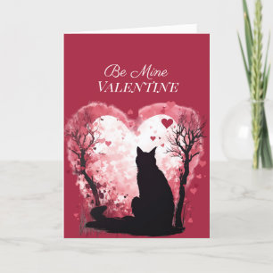 Cartão De Festividades Seja Meu Vale dos Namorados Gatos Preto Corações V