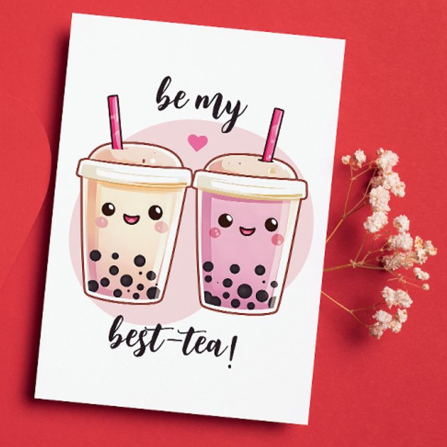 Cartão De Festividades Seja Minha Melhor Xícara de Chá Galentines (Looking for the perfect Valentine's card for your iced tea-obsessed bestie? Here it is...tea-riffic!)