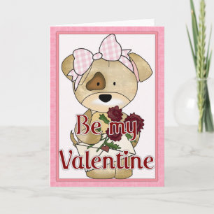 Cartão De Festividades Seja o meu Namorados Cachorro de Puppy D1