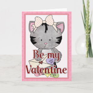 Cartão De Festividades Seja o meu Namorados Kitty Cat Greeting Card d3