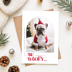 Cartão De Festividades Seja um cachorro engraçado Pet Arco Foto Natal
