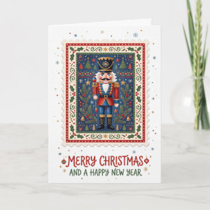 Cartão De Festividades Selo de Natal do Quebra-Nozes Vintage Feliz Natal