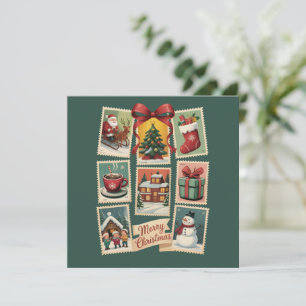 Cartão De Festividades Selo de Natal Selos de Correio de Férias Natal Ret