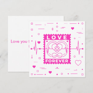 Cartão De Festividades Selo do Dia dos Namorados Amor Rosa Neon Para Semp