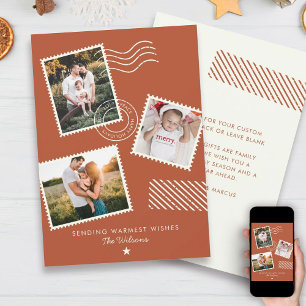 Cartão De Festividades Selo Fofo de Foto de Família Moderna e Aconchegant