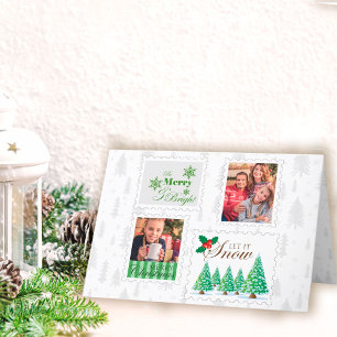 Cartão De Festividades Selos de Correio de Fotos e Árvore de Natal