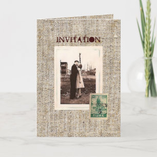 Cartão De Festividades Selos rústicos vintage burlap casamento country