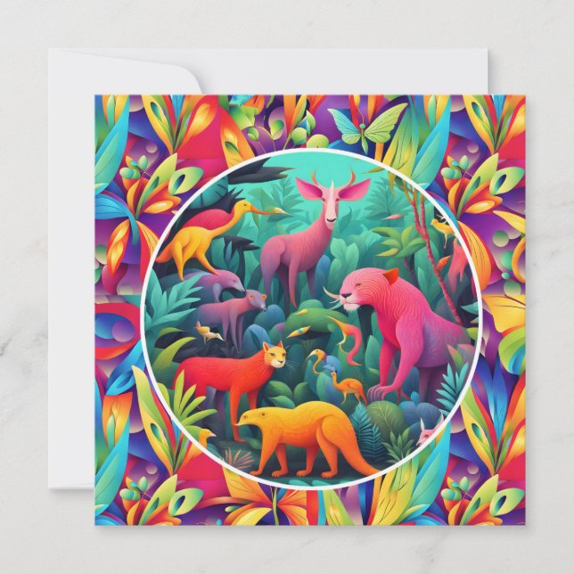 Cartão De Festividades Selva Animal (Frente)