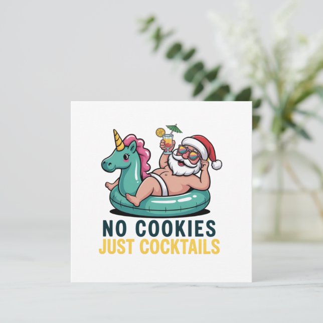Cartão De Festividades Sem Cookies Apenas Papais noeis de Cocktails no ve (Em pé/Frente)
