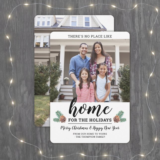 Cartão De Festividades Sem Lugar Como Home 2 Foto Simples Pine Greenery (Criador carregado)