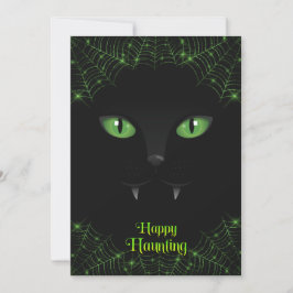 Cartão De Festividades Semanas Verdes de Gato Negro Halloween