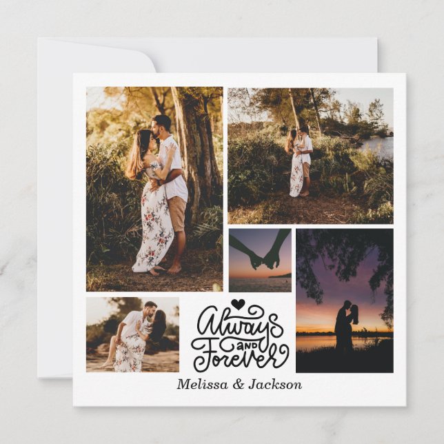 Cartão De Festividades Sempre E Para Sempre 5 Fotos Colagem Dia dos Namor (Frente)