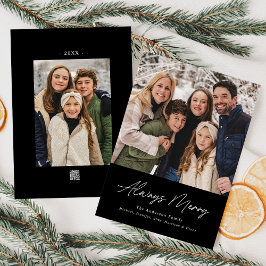 Cartão De Festividades Sempre Feliz Mínimo 2 Foto Preto Minimalista