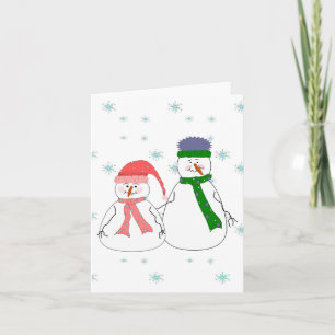 Cartão De Festividades Senhor e Misses Snowman Neva Arte Whimsical
