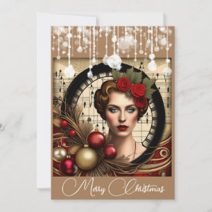 Cartão De Festividades Senhorita Natal Steampunk