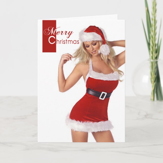Cartão De Festividades Sensuous Woman Merry Christmas Card (Frente)