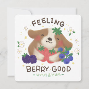 Cartão De Festividades Sentindo-se Muito Bem: Cachorro Fofo com Frutas