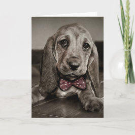 Cartão De Festividades Sepia Basset Hound Puppy Feliz dia de os namorados