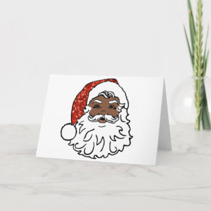 Cartão De Festividades sequins Papai Noel preto
